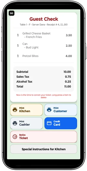Guest Check screen on a phone